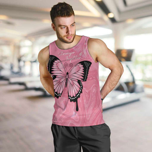 Personalised Australia Breast Cancer Awareness Men Tank Top Pink Ribbon Butterfly Opal Pattern - Aussie Hoodie