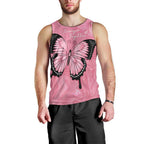 Personalised Australia Breast Cancer Awareness Men Tank Top Pink Ribbon Butterfly Opal Pattern - Aussie Hoodie