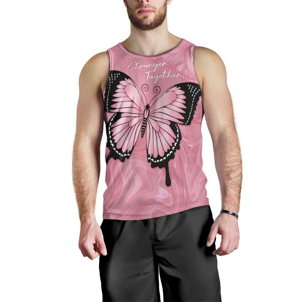 Personalised Australia Breast Cancer Awareness Men Tank Top Pink Ribbon Butterfly Opal Pattern - Aussie Hoodie