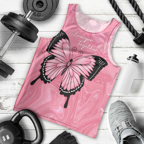 Personalised Australia Breast Cancer Awareness Men Tank Top Pink Ribbon Butterfly Opal Pattern - Aussie Hoodie
