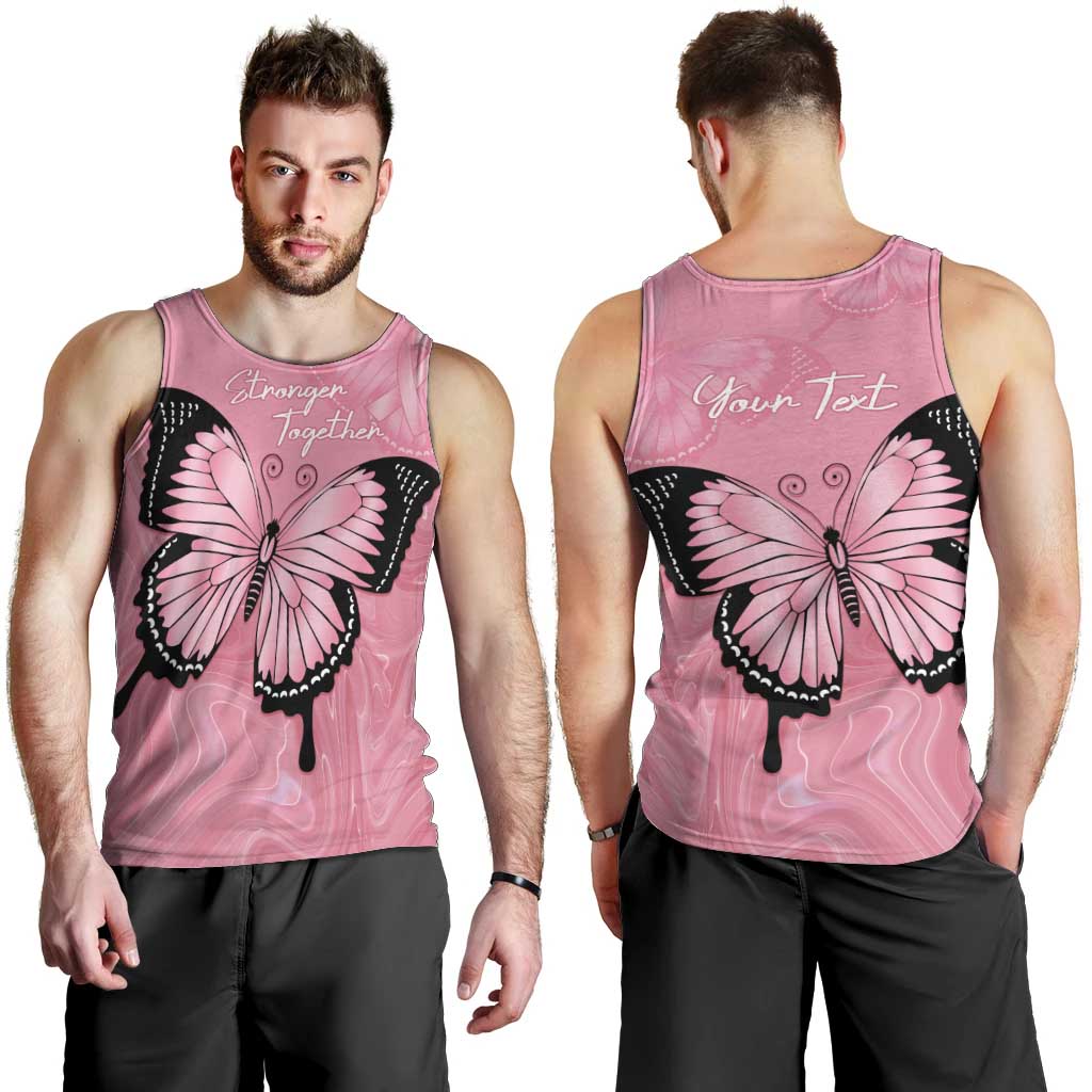 Personalised Australia Breast Cancer Awareness Men Tank Top Pink Ribbon Butterfly Opal Pattern - Aussie Hoodie
