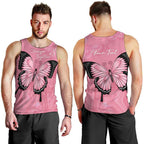 Personalised Australia Breast Cancer Awareness Men Tank Top Pink Ribbon Butterfly Opal Pattern - Aussie Hoodie