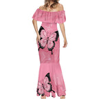 Personalised Australia Breast Cancer Awareness Mermaid Dress Pink Ribbon Butterfly Opal Pattern - Aussie Hoodie