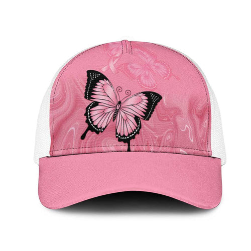 Australia Breast Cancer Awareness Mesh Trucker Cap Pink Ribbon Butterfly Opal Pattern - Aussie Hoodie