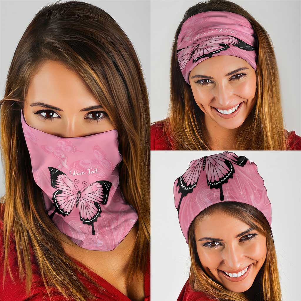 Personalised Australia Breast Cancer Awareness Neck Gaiter Pink Ribbon Butterfly Opal Pattern - Aussie Hoodie