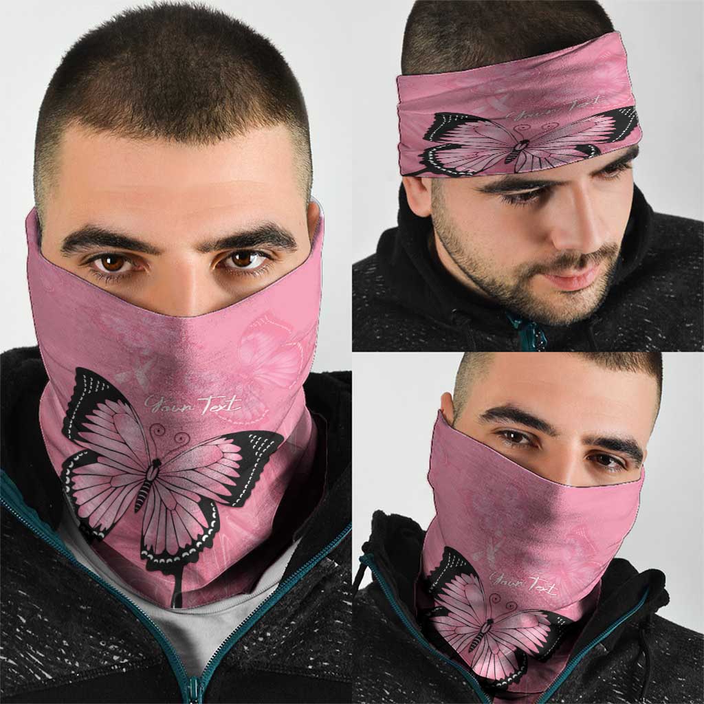 Personalised Australia Breast Cancer Awareness Neck Gaiter Pink Ribbon Butterfly Opal Pattern - Aussie Hoodie