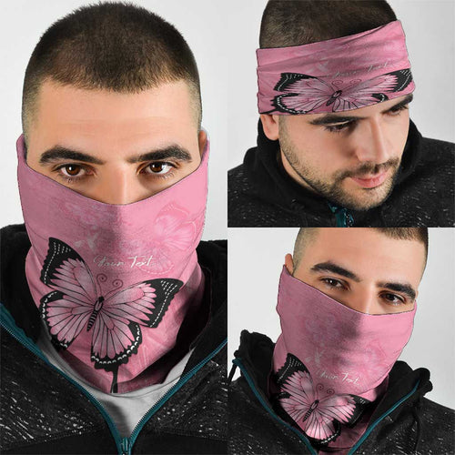 Personalised Australia Breast Cancer Awareness Neck Gaiter Pink Ribbon Butterfly Opal Pattern - Aussie Hoodie