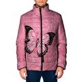 Personalised Australia Breast Cancer Awareness Padded Jacket Pink Ribbon Butterfly Opal Pattern - Aussie Hoodie