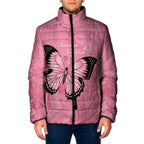 Personalised Australia Breast Cancer Awareness Padded Jacket Pink Ribbon Butterfly Opal Pattern - Aussie Hoodie