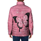 Personalised Australia Breast Cancer Awareness Padded Jacket Pink Ribbon Butterfly Opal Pattern - Aussie Hoodie