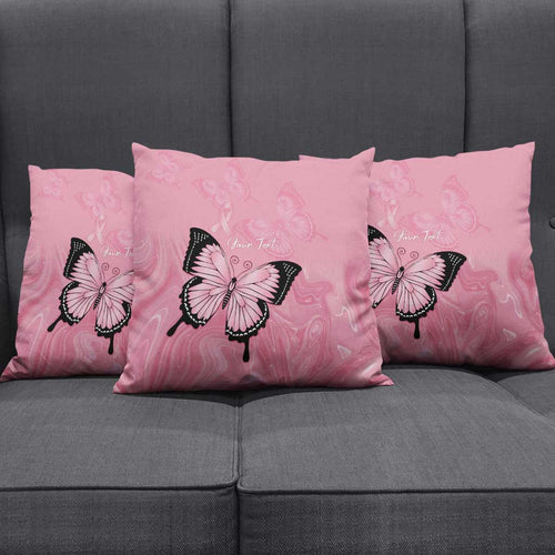 Personalised Australia Breast Cancer Awareness Pillow Cover Pink Ribbon Butterfly Opal Pattern - Aussie Hoodie