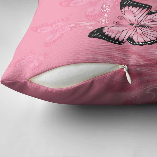 Personalised Australia Breast Cancer Awareness Pillow Cover Pink Ribbon Butterfly Opal Pattern - Aussie Hoodie