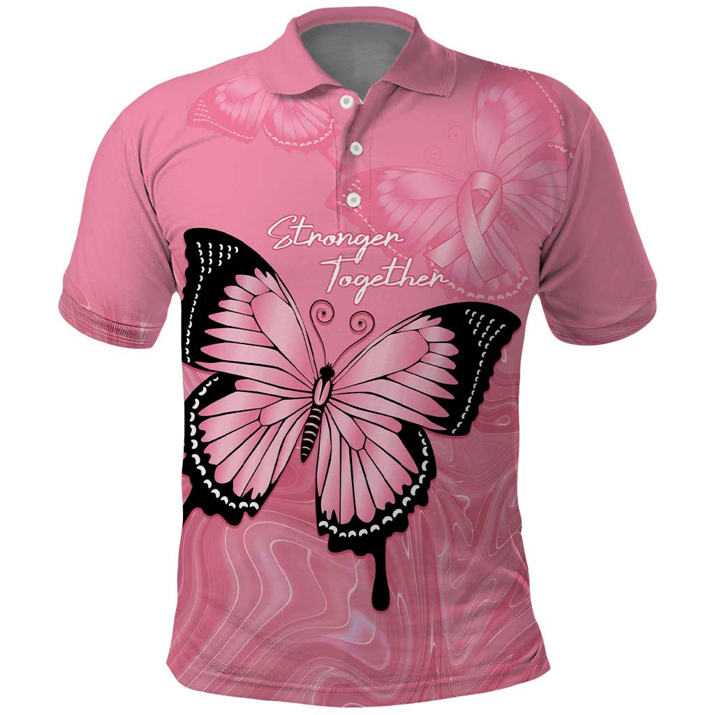 Personalised Australia Breast Cancer Awareness Polo Shirt Pink Ribbon Butterfly Opal Pattern - Aussie Hoodie