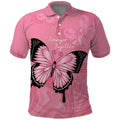Personalised Australia Breast Cancer Awareness Polo Shirt Pink Ribbon Butterfly Opal Pattern - Aussie Hoodie