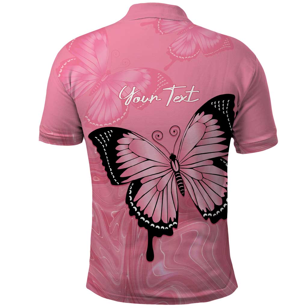 Personalised Australia Breast Cancer Awareness Polo Shirt Pink Ribbon Butterfly Opal Pattern - Aussie Hoodie