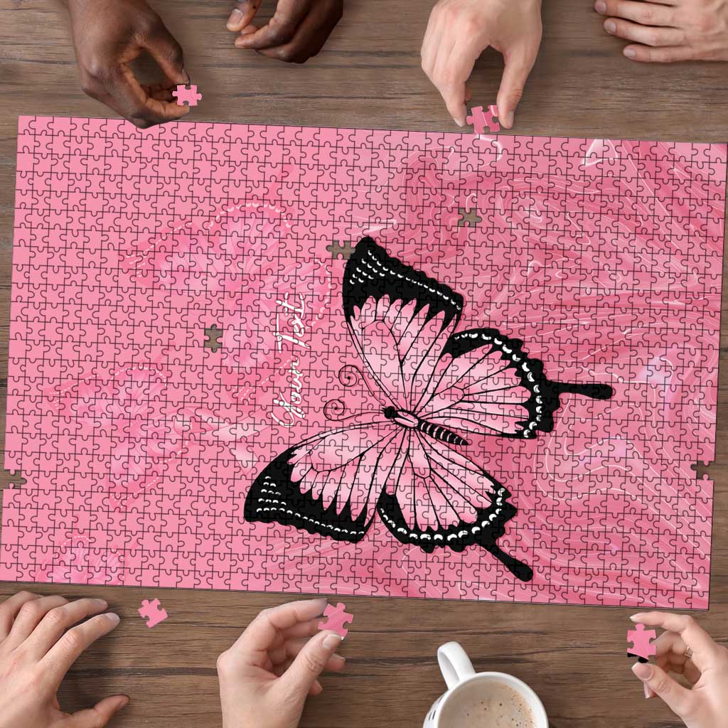 Personalised Australia Breast Cancer Awareness Puzzle Pink Ribbon Butterfly Opal Pattern - Aussie Hoodie