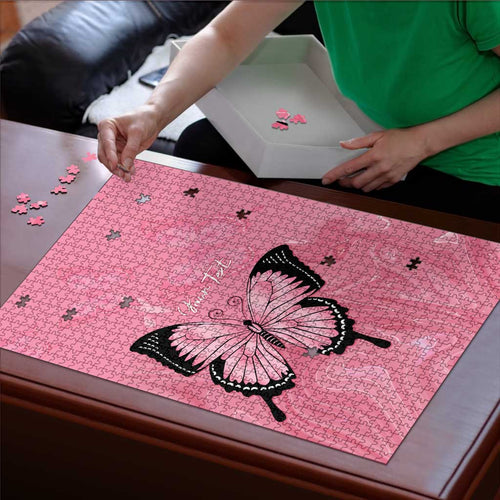 Personalised Australia Breast Cancer Awareness Puzzle Pink Ribbon Butterfly Opal Pattern - Aussie Hoodie