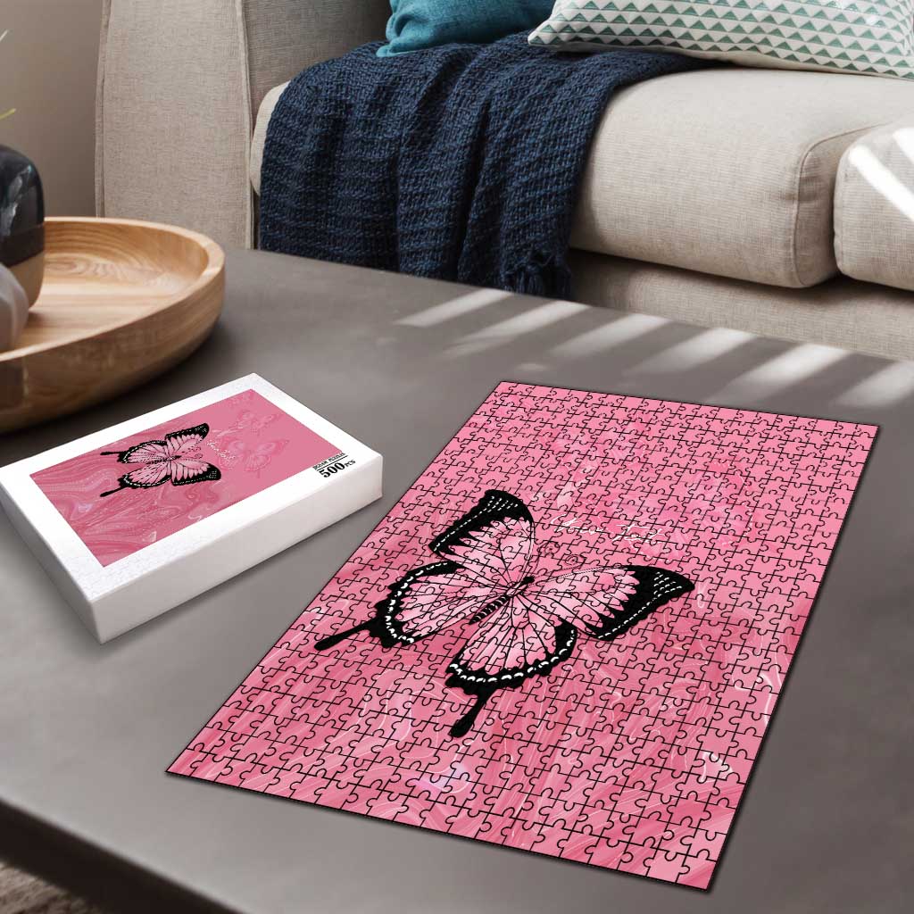 Personalised Australia Breast Cancer Awareness Puzzle Pink Ribbon Butterfly Opal Pattern - Aussie Hoodie