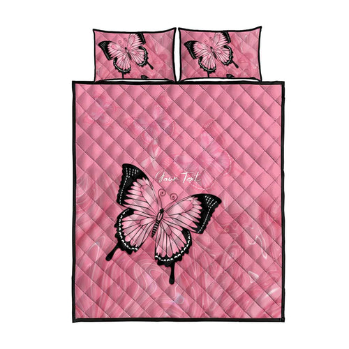 Personalised Australia Breast Cancer Awareness Quilt Bed Set Pink Ribbon Butterfly Opal Pattern - Aussie Hoodie