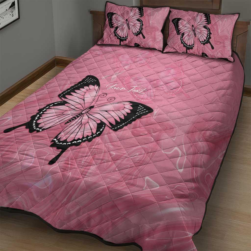 Personalised Australia Breast Cancer Awareness Quilt Bed Set Pink Ribbon Butterfly Opal Pattern - Aussie Hoodie