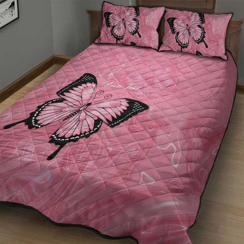 Personalised Australia Breast Cancer Awareness Quilt Bed Set Pink Ribbon Butterfly Opal Pattern - Aussie Hoodie