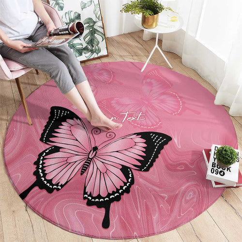 Personalised Australia Breast Cancer Awareness Round Carpet Pink Ribbon Butterfly Opal Pattern - Aussie Hoodie