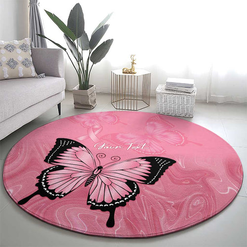 Personalised Australia Breast Cancer Awareness Round Carpet Pink Ribbon Butterfly Opal Pattern - Aussie Hoodie
