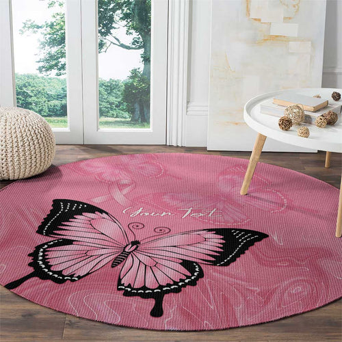 Personalised Australia Breast Cancer Awareness Round Carpet Pink Ribbon Butterfly Opal Pattern - Aussie Hoodie