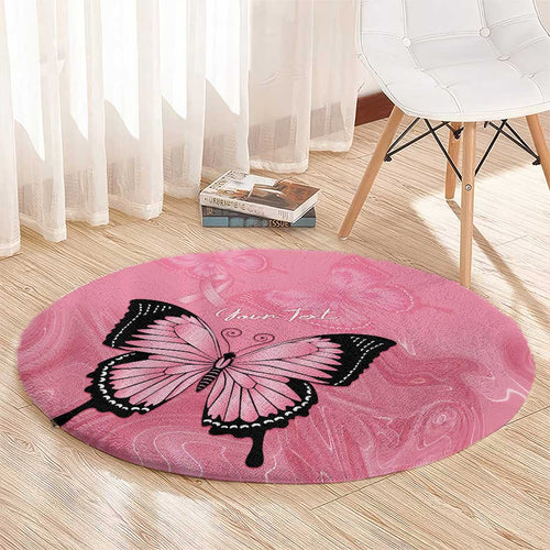 Personalised Australia Breast Cancer Awareness Round Carpet Pink Ribbon Butterfly Opal Pattern - Aussie Hoodie