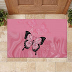 Personalised Australia Breast Cancer Awareness Rubber Doormat Pink Ribbon Butterfly Opal Pattern - Aussie Hoodie