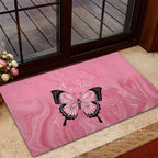 Personalised Australia Breast Cancer Awareness Rubber Doormat Pink Ribbon Butterfly Opal Pattern - Aussie Hoodie