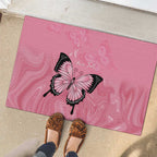 Personalised Australia Breast Cancer Awareness Rubber Doormat Pink Ribbon Butterfly Opal Pattern - Aussie Hoodie