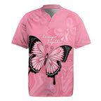 Personalised Australia Breast Cancer Awareness Rugby Jersey Pink Ribbon Butterfly Opal Pattern - Aussie Hoodie
