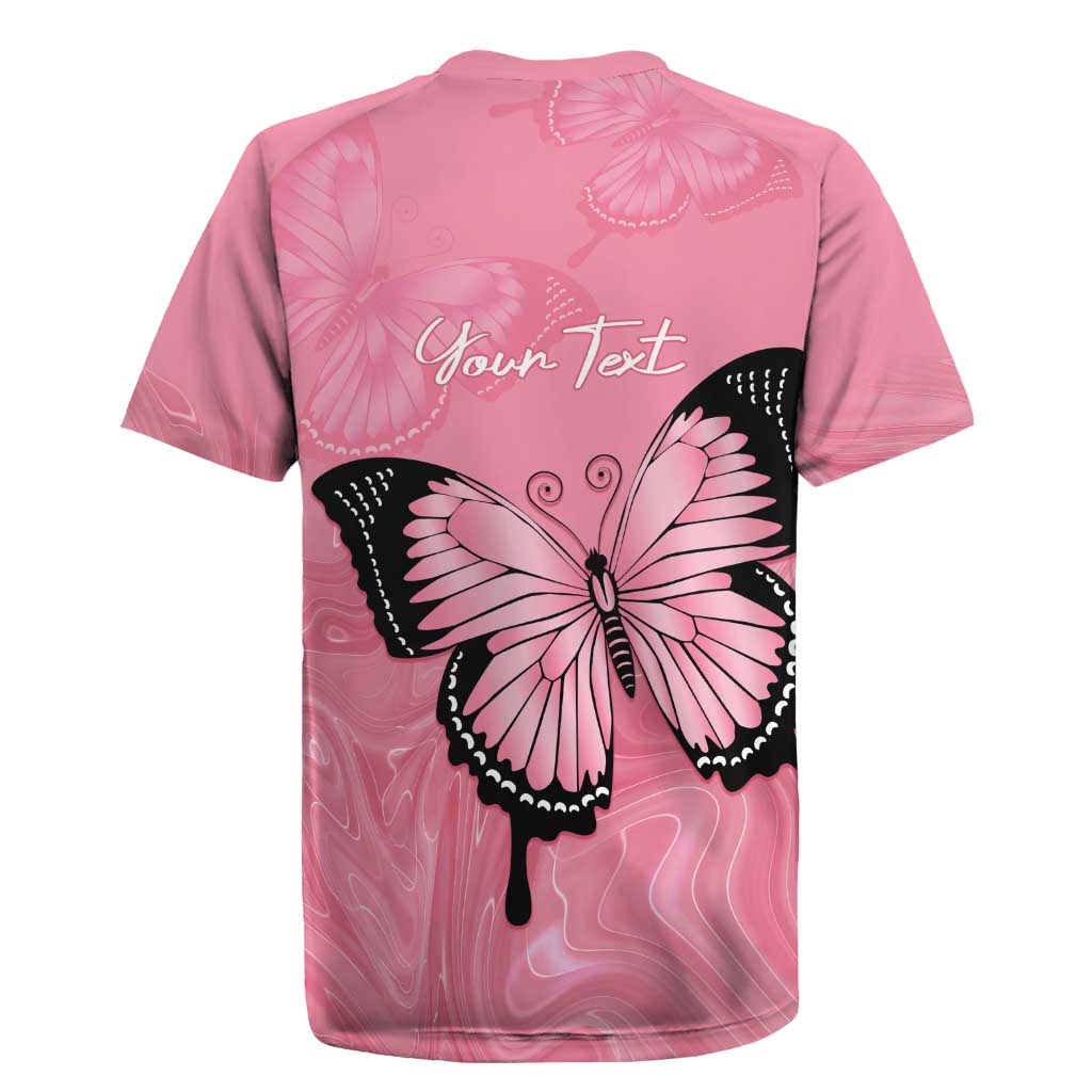 Personalised Australia Breast Cancer Awareness Rugby Jersey Pink Ribbon Butterfly Opal Pattern - Aussie Hoodie