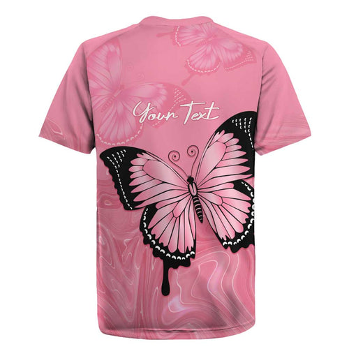 Personalised Australia Breast Cancer Awareness Rugby Jersey Pink Ribbon Butterfly Opal Pattern - Aussie Hoodie