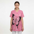 Personalised Australia Breast Cancer Awareness Scrub Top Pink Ribbon Butterfly Opal Pattern - Aussie Hoodie