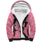 Personalised Australia Breast Cancer Awareness Sherpa Hoodie Pink Ribbon Butterfly Opal Pattern - Aussie Hoodie