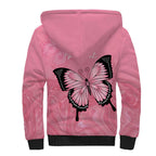 Personalised Australia Breast Cancer Awareness Sherpa Hoodie Pink Ribbon Butterfly Opal Pattern - Aussie Hoodie