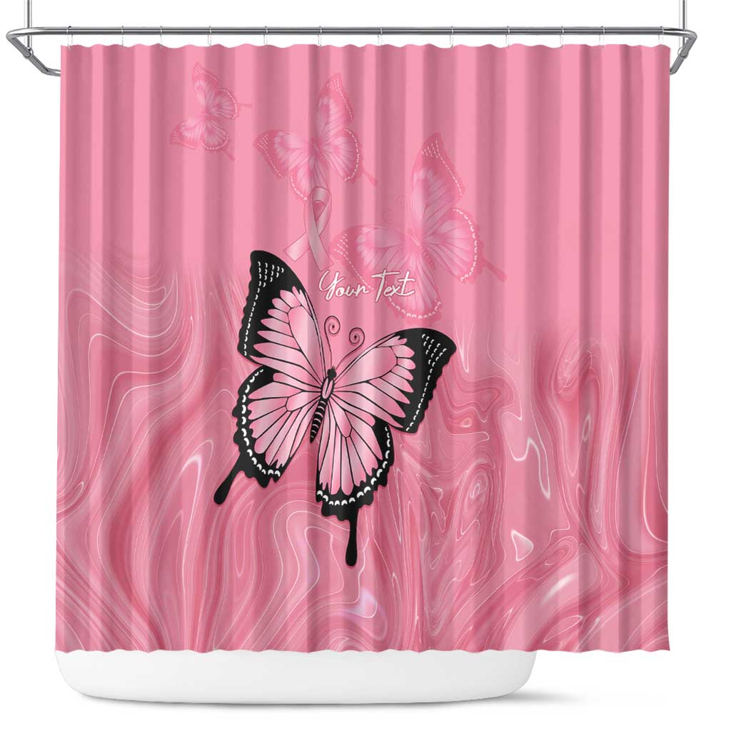 Personalised Australia Breast Cancer Awareness Shower Curtain Pink Ribbon Butterfly Opal Pattern - Aussie Hoodie