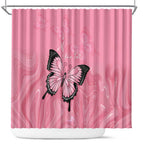 Personalised Australia Breast Cancer Awareness Shower Curtain Pink Ribbon Butterfly Opal Pattern - Aussie Hoodie