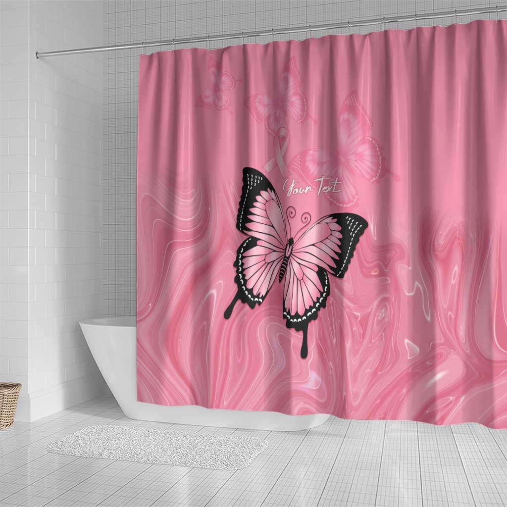 Personalised Australia Breast Cancer Awareness Shower Curtain Pink Ribbon Butterfly Opal Pattern - Aussie Hoodie