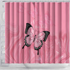 Personalised Australia Breast Cancer Awareness Shower Curtain Pink Ribbon Butterfly Opal Pattern - Aussie Hoodie