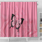 Personalised Australia Breast Cancer Awareness Shower Curtain Pink Ribbon Butterfly Opal Pattern - Aussie Hoodie