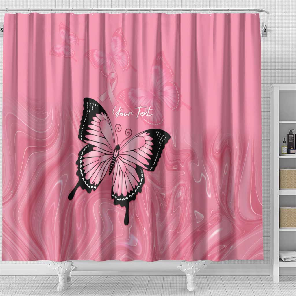 Personalised Australia Breast Cancer Awareness Shower Curtain Pink Ribbon Butterfly Opal Pattern - Aussie Hoodie