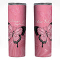 Personalised Australia Breast Cancer Awareness Skinny Tumbler Pink Ribbon Butterfly Opal Pattern - Aussie Hoodie