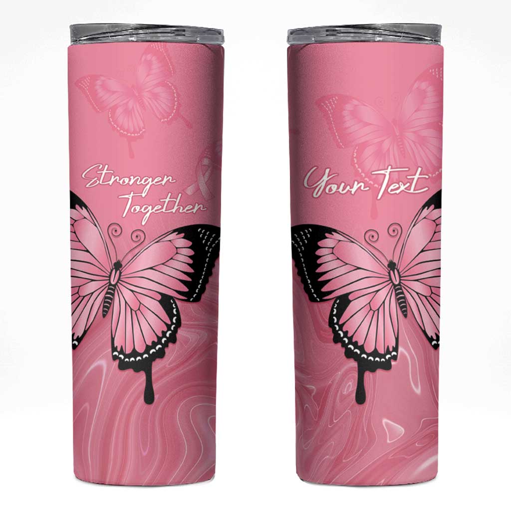 Personalised Australia Breast Cancer Awareness Skinny Tumbler Pink Ribbon Butterfly Opal Pattern - Aussie Hoodie