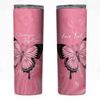 Personalised Australia Breast Cancer Awareness Skinny Tumbler Pink Ribbon Butterfly Opal Pattern - Aussie Hoodie