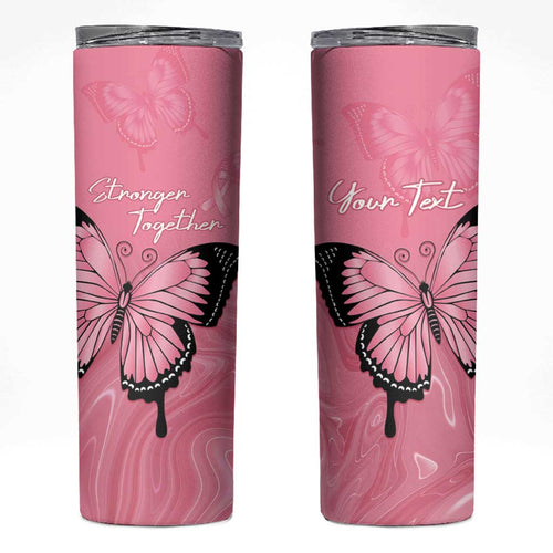 Personalised Australia Breast Cancer Awareness Skinny Tumbler Pink Ribbon Butterfly Opal Pattern - Aussie Hoodie