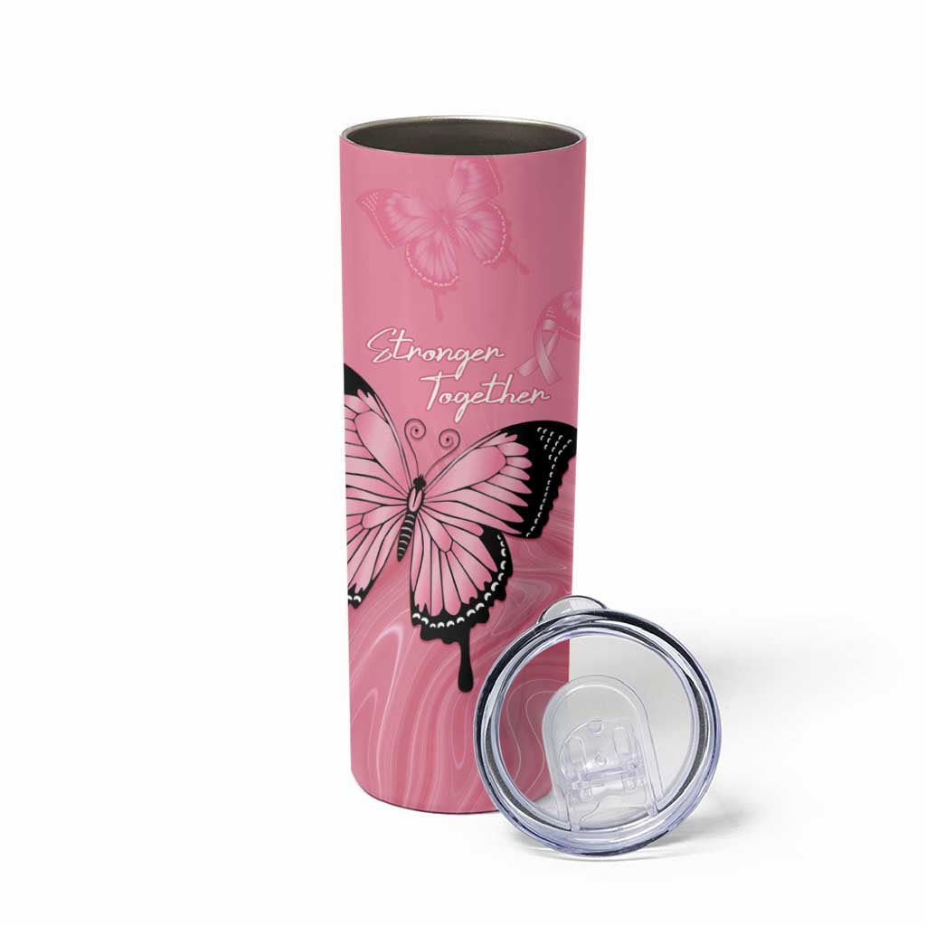Personalised Australia Breast Cancer Awareness Skinny Tumbler Pink Ribbon Butterfly Opal Pattern - Aussie Hoodie