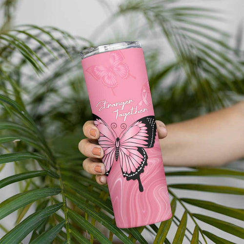 Personalised Australia Breast Cancer Awareness Skinny Tumbler Pink Ribbon Butterfly Opal Pattern - Aussie Hoodie